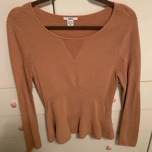 Tan peplum top from Bar III (Lord & Taylor)